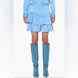 Something New Kim High Waist Tiered Miniskirt Blue. Size M